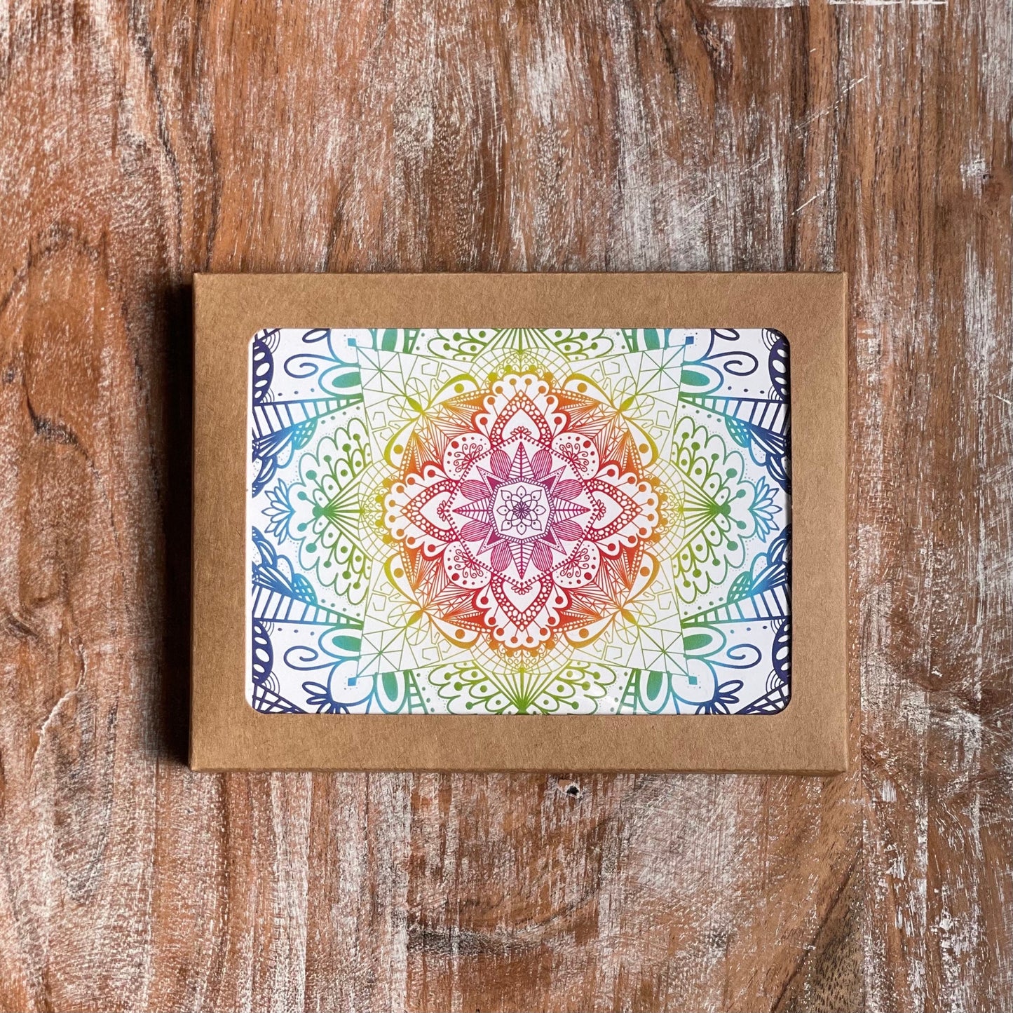 Mandala Rainbow Note Card Set of 6 cards