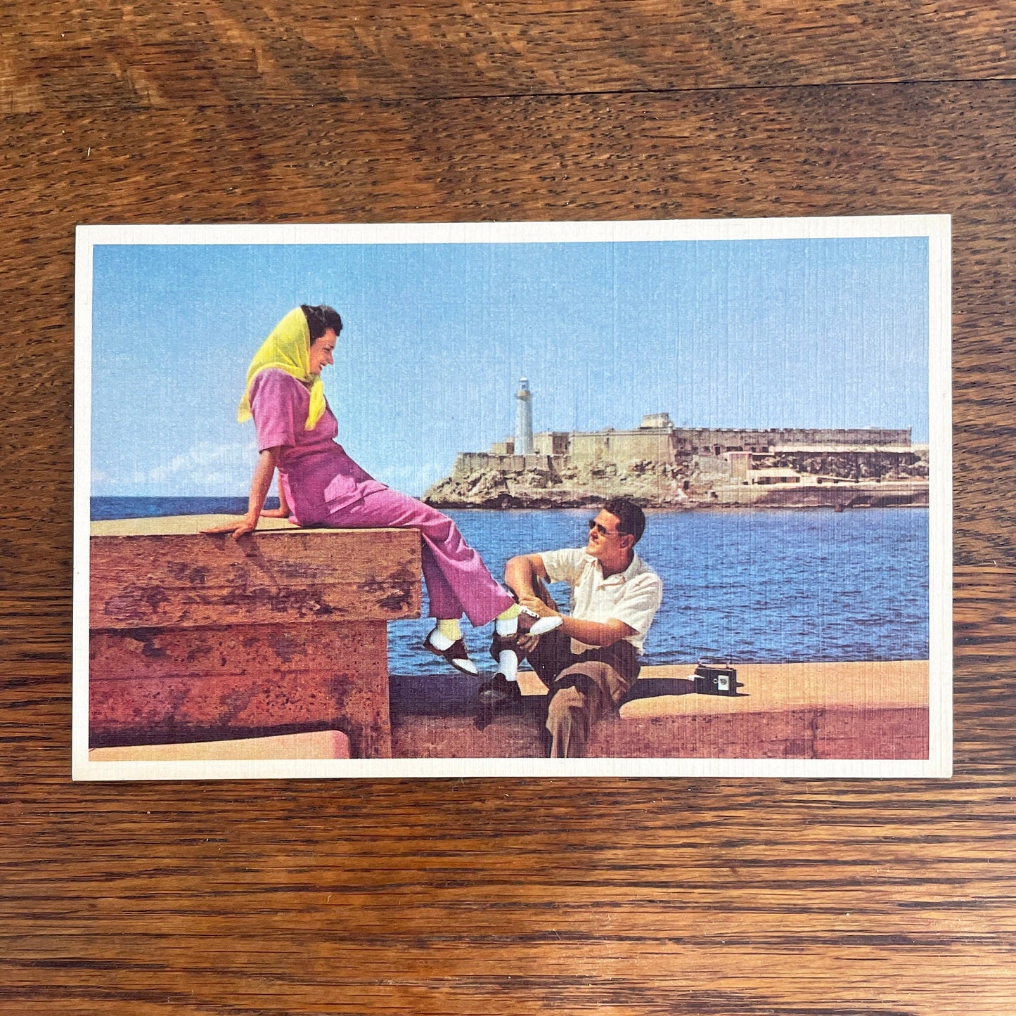 Vintage Pan American World Airways Morro Castle Havana Linen Postcard