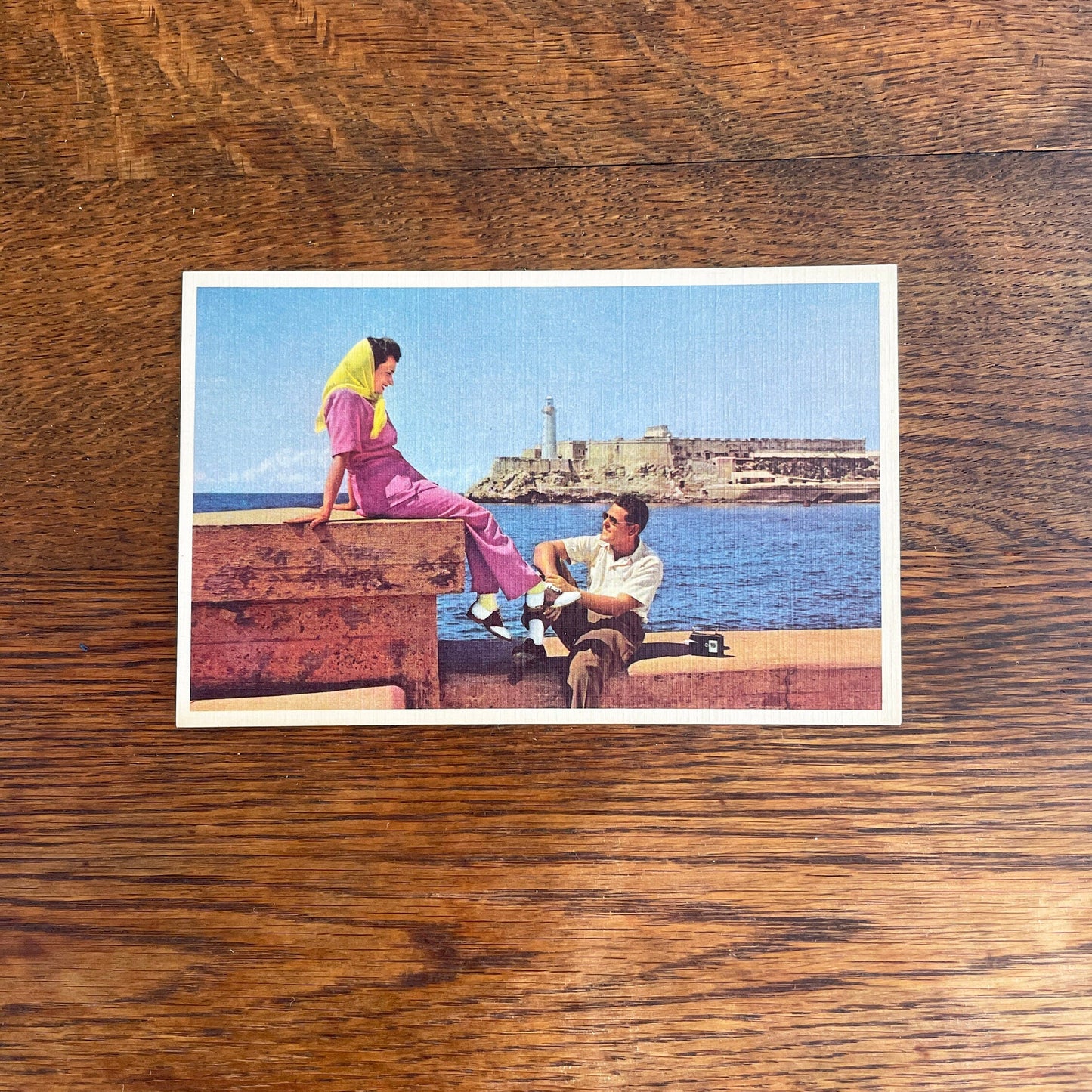 Vintage Pan American World Airways Morro Castle Havana Linen Postcard