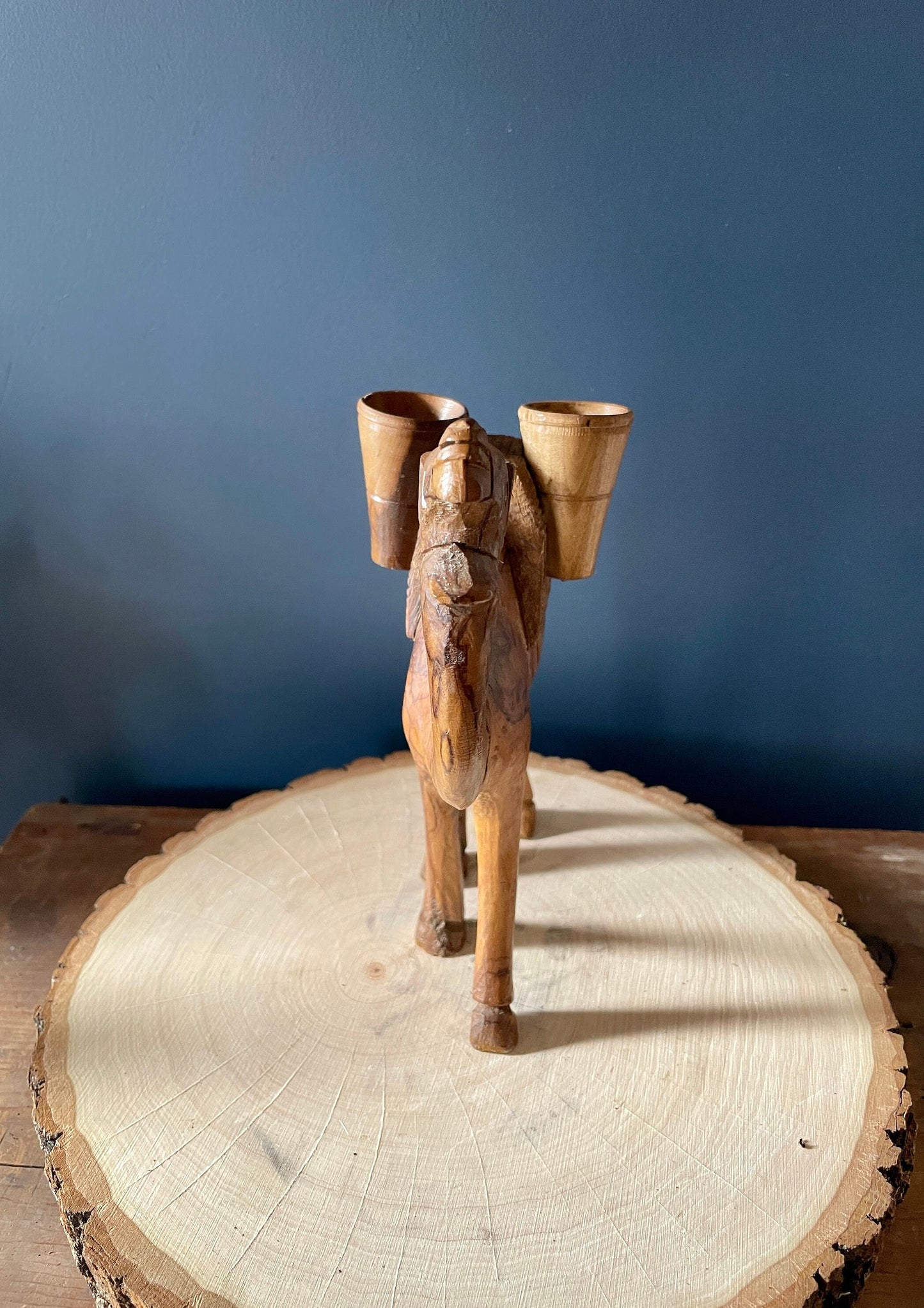 Vintage Hand Carved Olive Wood Camel