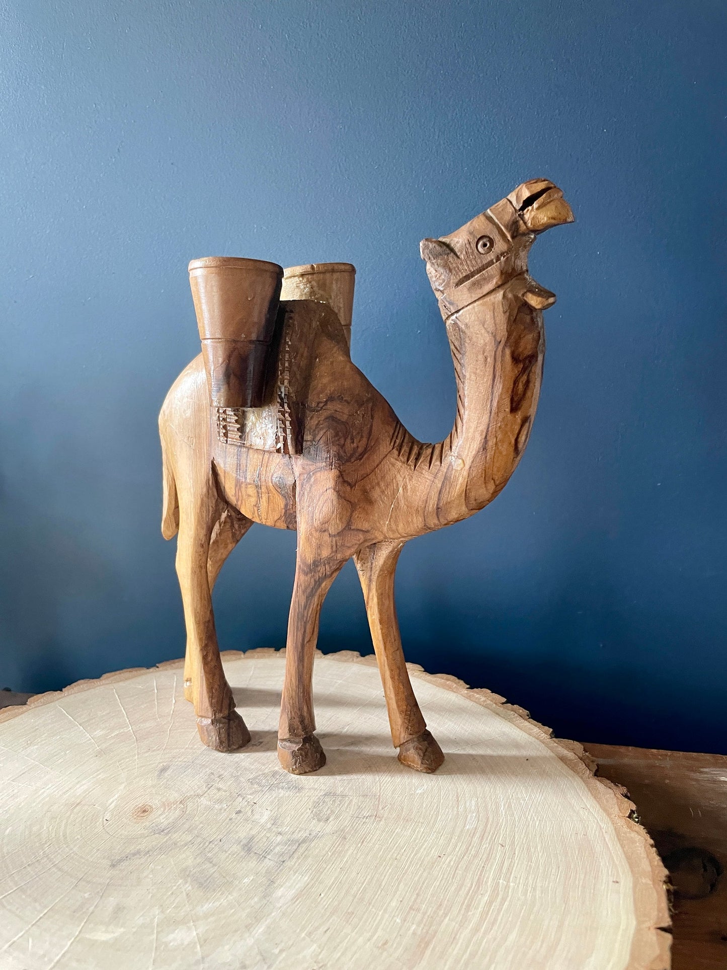 Vintage Hand Carved Olive Wood Camel