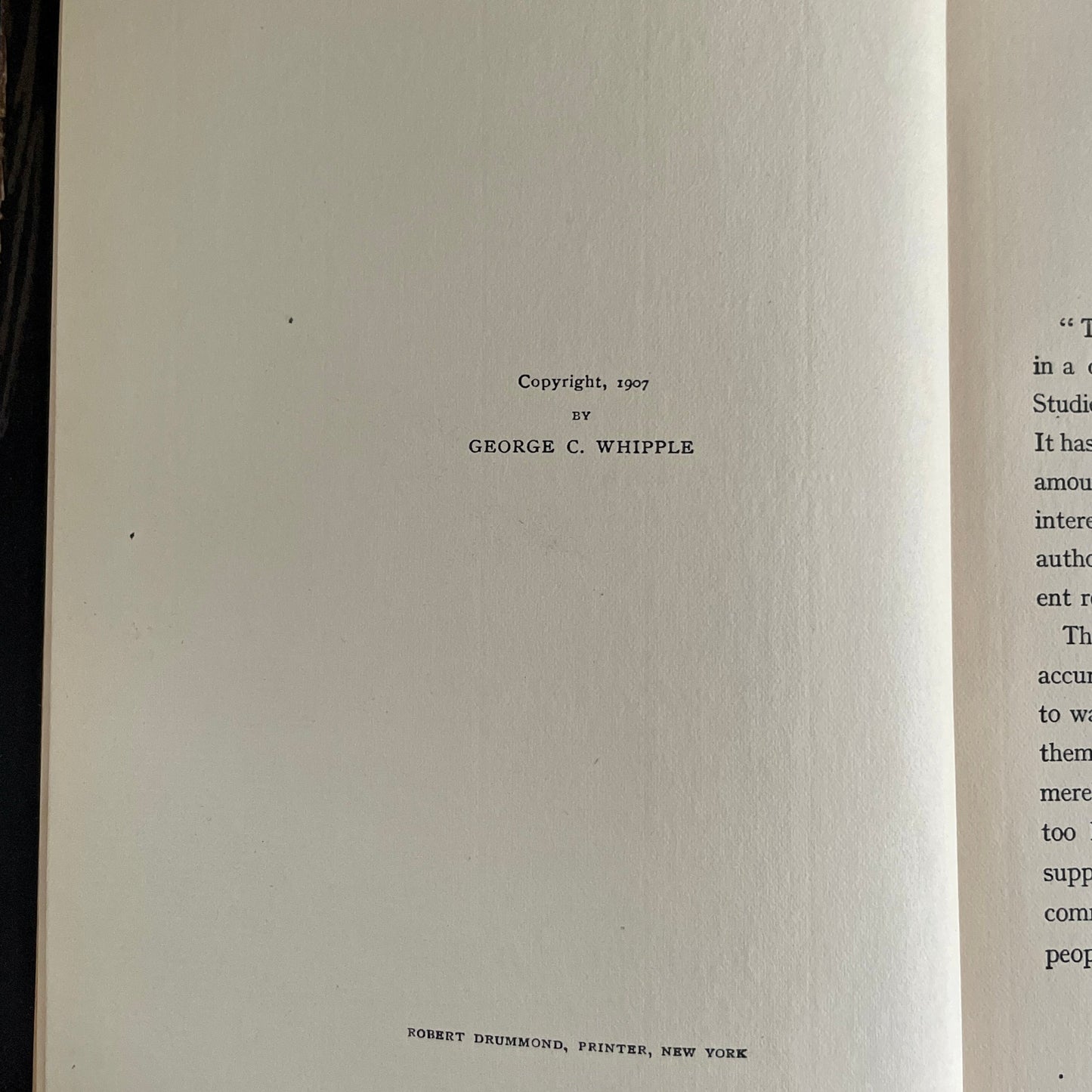 The Value of Pure Water by George C. Whipple - First Edition  First Thousand 1907