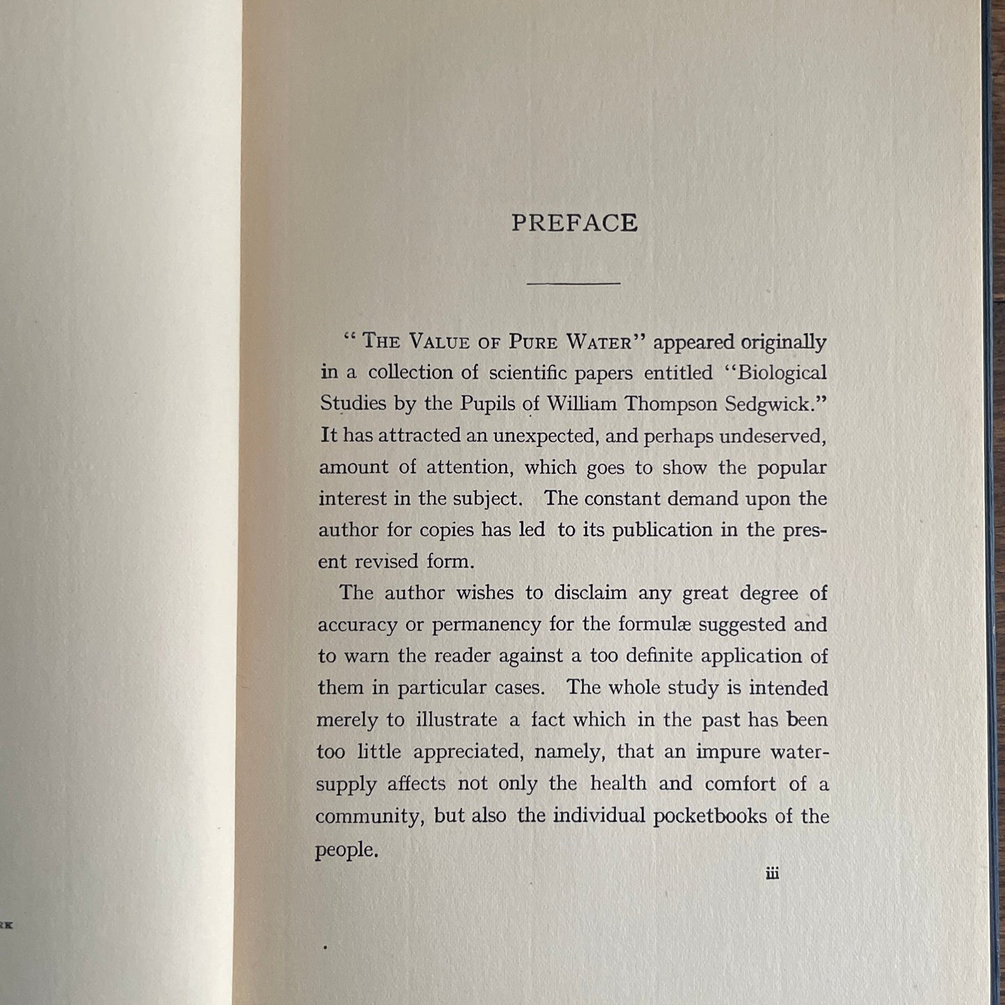The Value of Pure Water by George C. Whipple - First Edition  First Thousand 1907