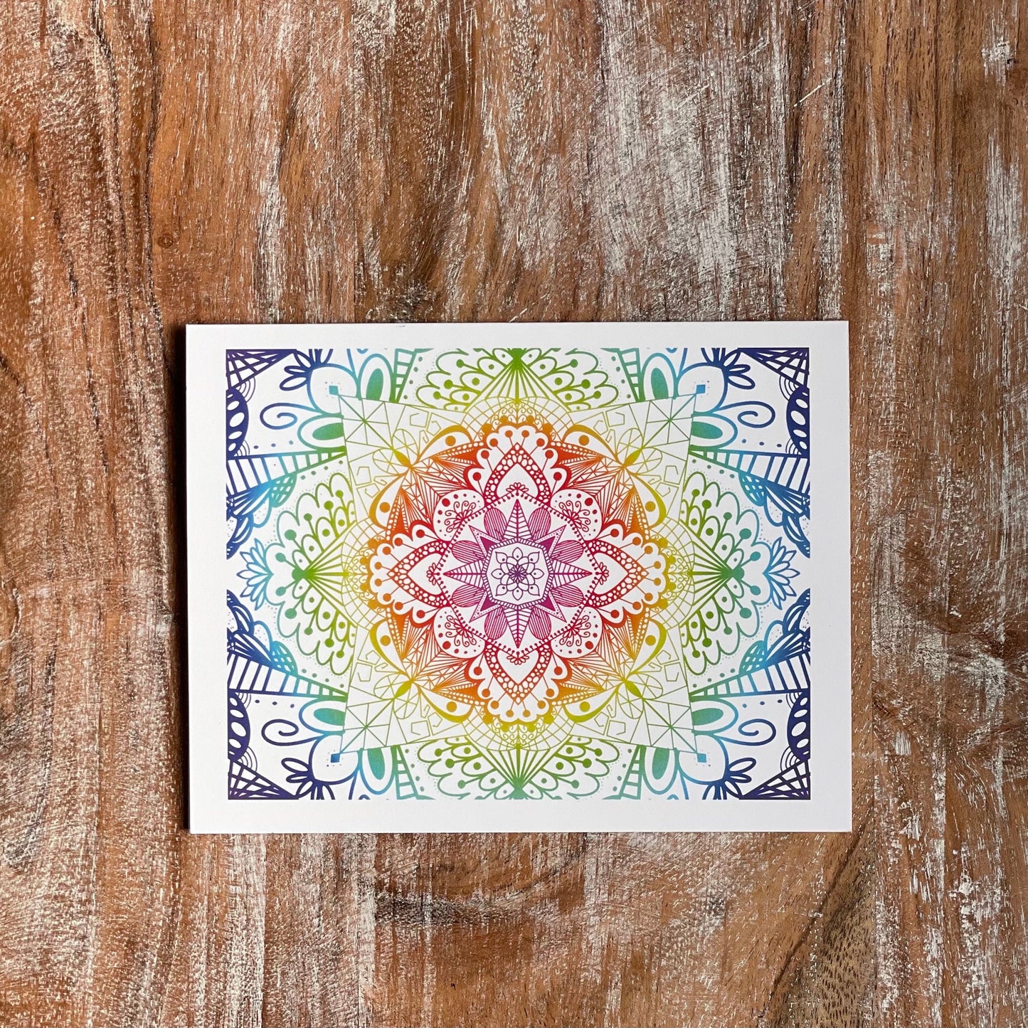 Mandala Rainbow Note Card Set of 6 cards